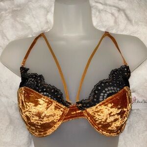Oh La La Cheri Velvet Demi Bra & Boyshort Set Pumpkin Spice Black NWT L/XL